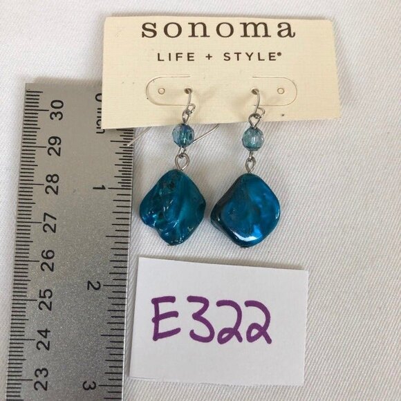 Sonoma Blue Abalone Stone Pierced Dangle Earrings NOC - Picture 6 of 7